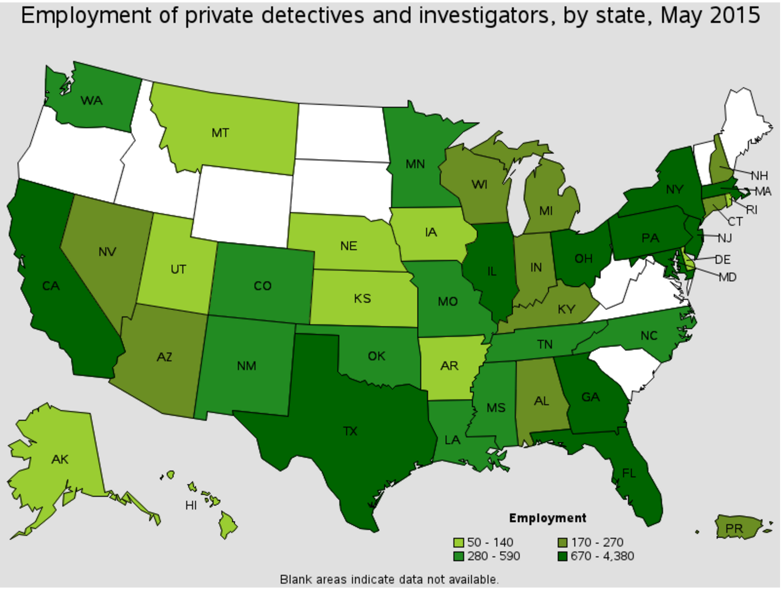 Private investigator career outlook by state