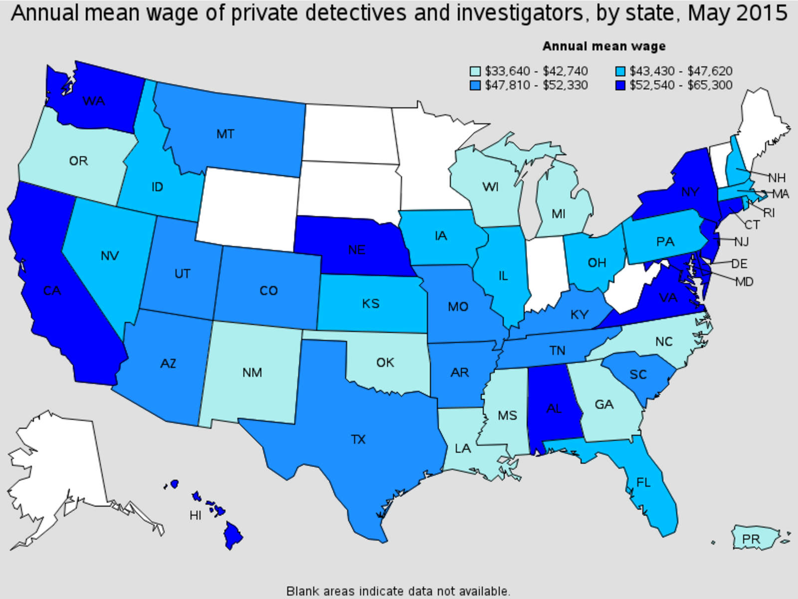 Private investigator salary by state